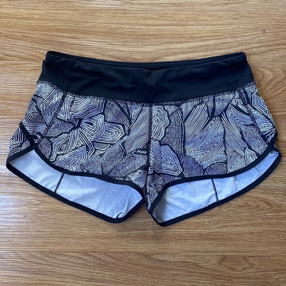 lululemon athletica Pants - LuluLemon black and white size 6 athletic shorts with underwear lining